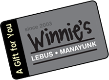 Purchase gift cards for Winnie's LeBus Manayunk. A Winnie's gift card says more than thank you.